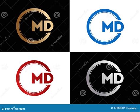 MD Initial Circle Shape Gold Color Later Logo Design Stock Vector ...