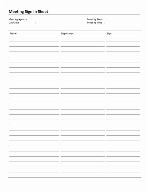 Meeting Sign In Sheet