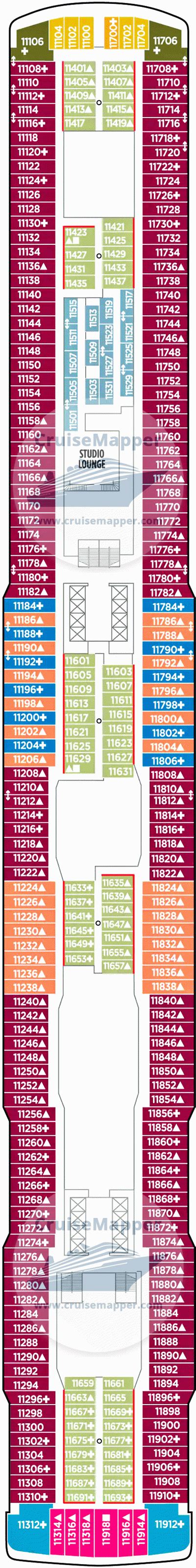 Norwegian Encore deck 11 plan | CruiseMapper