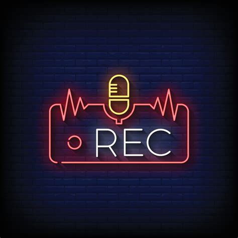 Neon Sign recording with brick wall background vector 26309153 Vector Art at Vecteezy