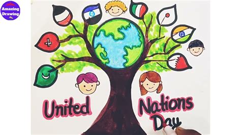 united nations day poster drawing | how to draw united nations day ...