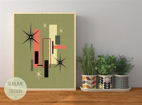 Atomic Mid Century Modern Inspired Art Poster Minimal - Etsy