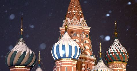 Saint Basil's Cathedral at Night During Snowfall · Free Stock Photo