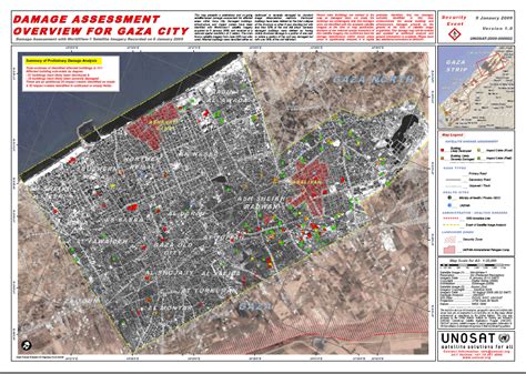 Damage assessment overview for Gaza City as of 6 January 2009 - UNITAR/UNOSAT map - Question of ...