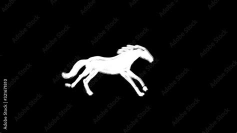 White horse running on a black background loop hand drawn animation 4k Stock 비디오 | Adobe Stock