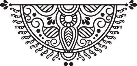 Indian Traditional and Cultural Rangoli, Alpona, Kolam, or Paisley vector line art. Bengal art ...