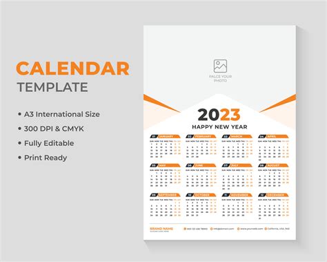 1 Page Wall Calendar Design, Calendar Design, Wall Calendar Design ...