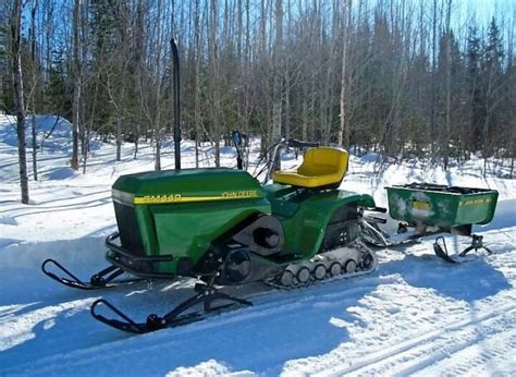 Just A Car Guy: Crazy cool John Deere riding mower snow mobile... it all started with a rider ...