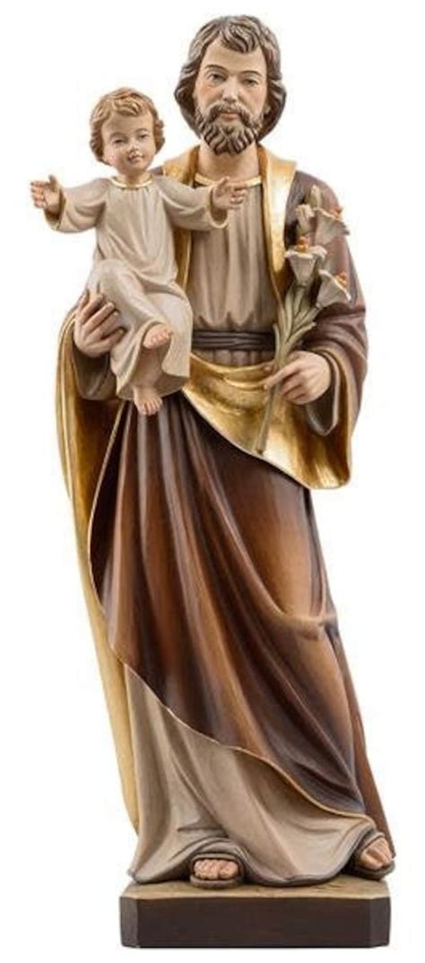 Statue of Saint Joseph With Baby Jesus Carved in Valgardena Wood and Hand-decorated, of Italian ...