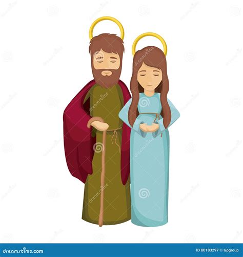 Mary and Joseph Cartoon of Holy Night Design Stock Illustration - Illustration of cartoon ...