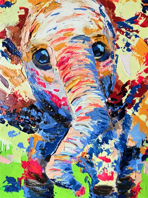 Funny elephant dancing Painting by Liudmyla Riabkova