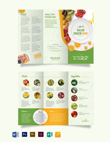 Healthy Food Diet Tri-Fold Brochure Template - Illustrator, InDesign, Word, Apple Pages, PSD ...