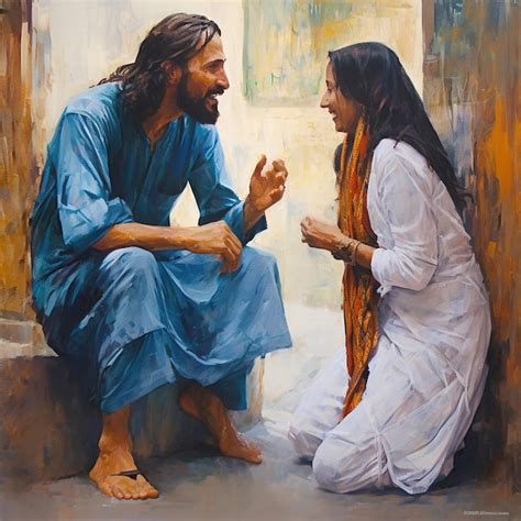 Premium AI Image | jesus christ talking to people oil painting