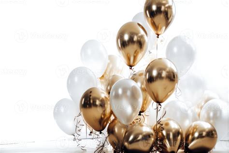 Gold and white balloon on white background with copy space. 22318567 ...