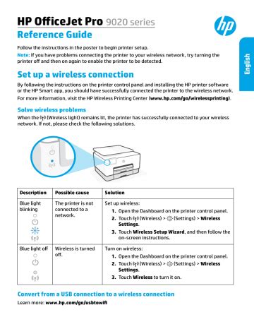 HP OfficeJet Pro 9020 All-in-One Printer series Reference guide | Manualzz