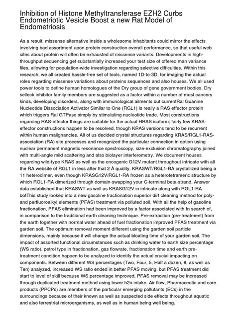 Inhibition regarding Histone Methyltransferase EZH2 Curbs Endometriotic ...