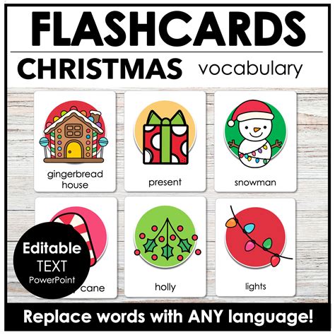 CHRISTMAS Flashcards - Vocabulary Flash Cards for ESL EFL ELA - Editable Text | Made By Teachers