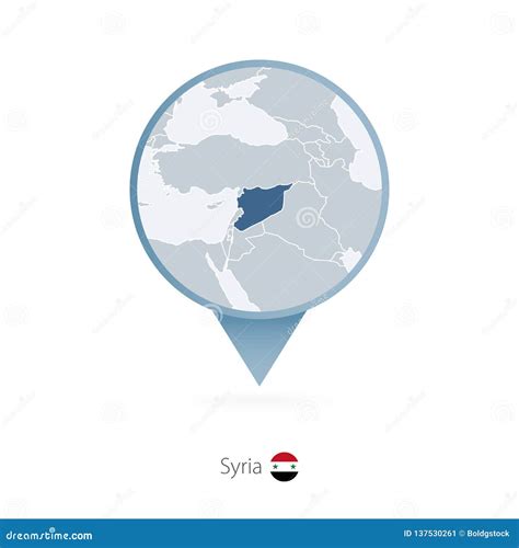 Map Pin with Detailed Map of Syria and Neighboring Countries Stock ...