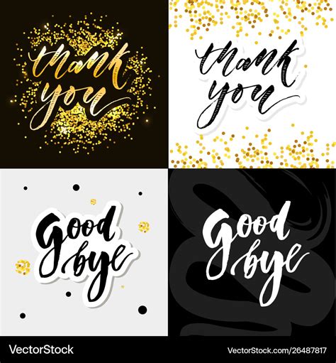 Thank you slogan good bye calligraphy black text Vector Image