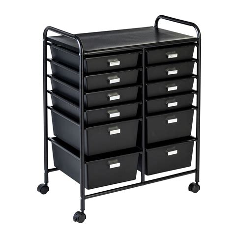 Honey Can Do Metal Rolling Storage Cart with 12 Plastic Drawers, Black - Walmart.com