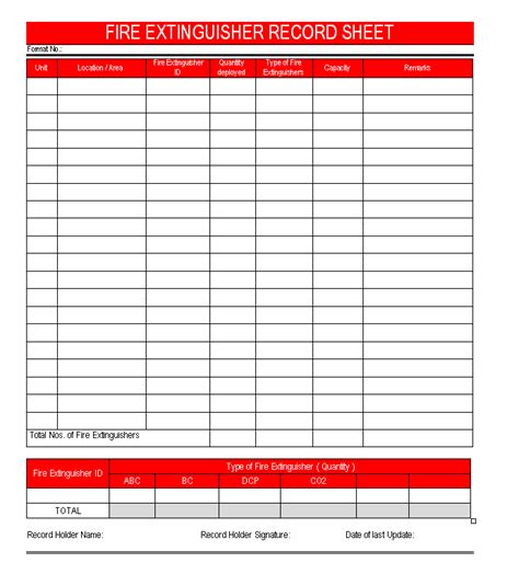 Printable Monthly Fire Extinguisher Inspection Form Template Excel - Printable Word Searches