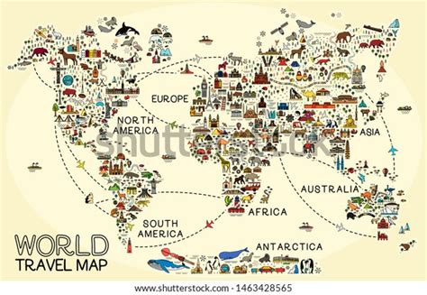 World Travel Line Icons Map Travel Stock Vector (Royalty Free) 1463428565