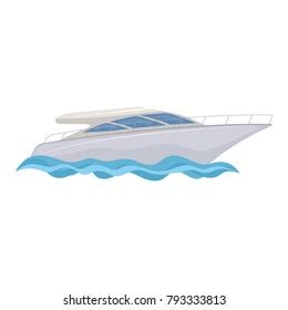 White Yacht On White Background Cartoon Stock Vector (Royalty Free ...