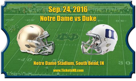 Notre Dame Fighting Irish vs Duke Blue Devils Tickets | Sep. 24, 2016