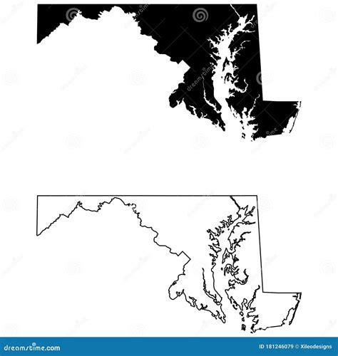 Maryland Outline Map And Flag Cartoon Vector | CartoonDealer.com #97881145