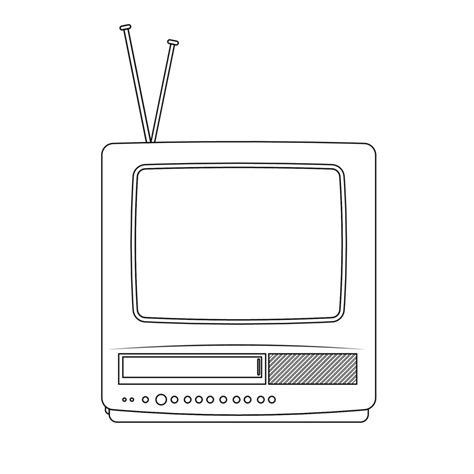 Retro TV Outline Icon Illustration on Isolated White Background ...