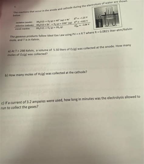 Solved 5. The reactions that occur in the anode and cathode | Chegg.com