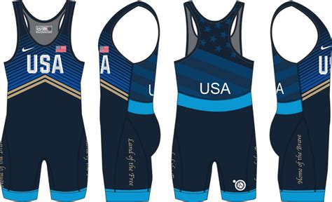 Nike Men's USAWR Nur Sultan Tour Wrestling Singlet - Blue