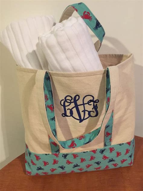 Items similar to Monogrammed Canvas Tote Bag - Large on Etsy