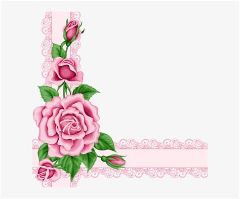 Digital Rose Border Clip Art - Pink Flower Border Png Transparent PNG - 600x600 - Free Download ...