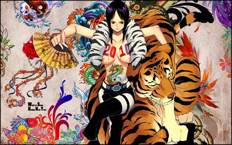 Wallpaper : colorful, illustration, anime girls, collage, tiger, tattoo, comics, Nico Robin ...