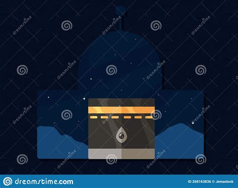 Mecca at night scene stock vector. Illustration of islam - 268163836