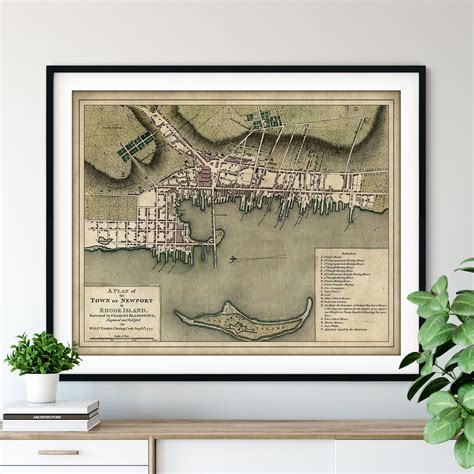 1777 Newport RI Map Print Vintage Rhode Island Map Art, Antique Street ...