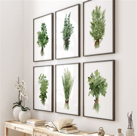 Set of 6 Kitchen Prints Herbs Kitchen Gallery Kitchen Wall - Etsy