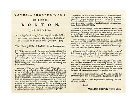 'Boston Town Meeting Response to the Boston Port Act, 1774' Giclee ...