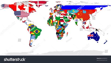 Map World Flags Relevant Countries Isolated Stock Illustration 66590353 ...