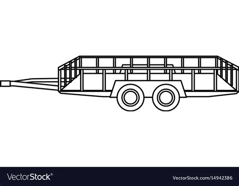 Dump trailer cargo wheel transport outline Vector Image