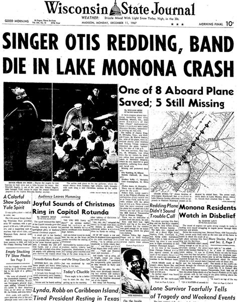 Photos: Anniversary of the tragic plane crash that claimed Otis Redding | Archives | timegoggles.com