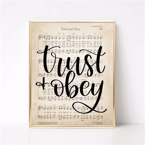 Trust and obey print, hymn print, wall decor, hymn wall decor, Trust and obey, hymn decor ...