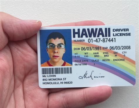 Just bought my son McLovin licence from his favourite movie. It’s a ...