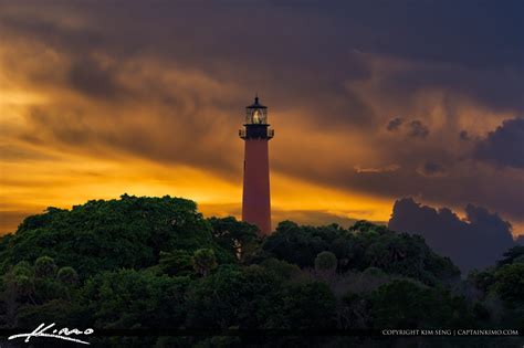 Red Lighthouse Sunset Jupiter Florida