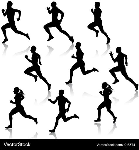 Set running silhouettes Royalty Free Vector Image