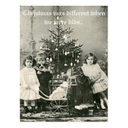 Vintage "Christmas was different" funny photo Holiday Postcard | Zazzle ...