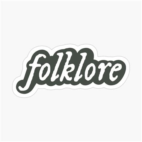 the word folklore in black and white sticker