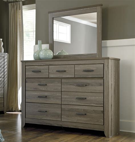 Ashley Signature Design Zelen Rustic Tall Dresser & Bedroom Mirror ...