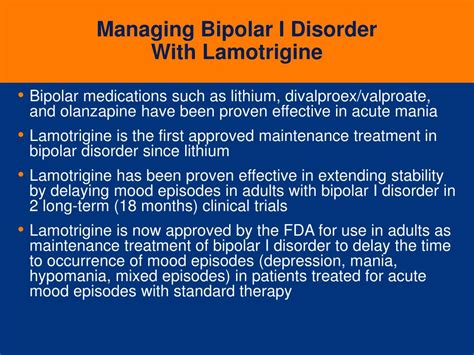 PPT - Managing Bipolar I Disorder With LAMICTAL ® (lamotrigine) PowerPoint Presentation - ID:433278